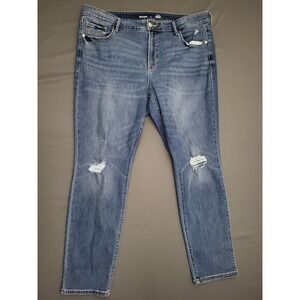 Old Navy Power Slim Straight High Rise Distressed Jeans Blue Size 18 Medium Wash